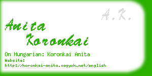 anita koronkai business card